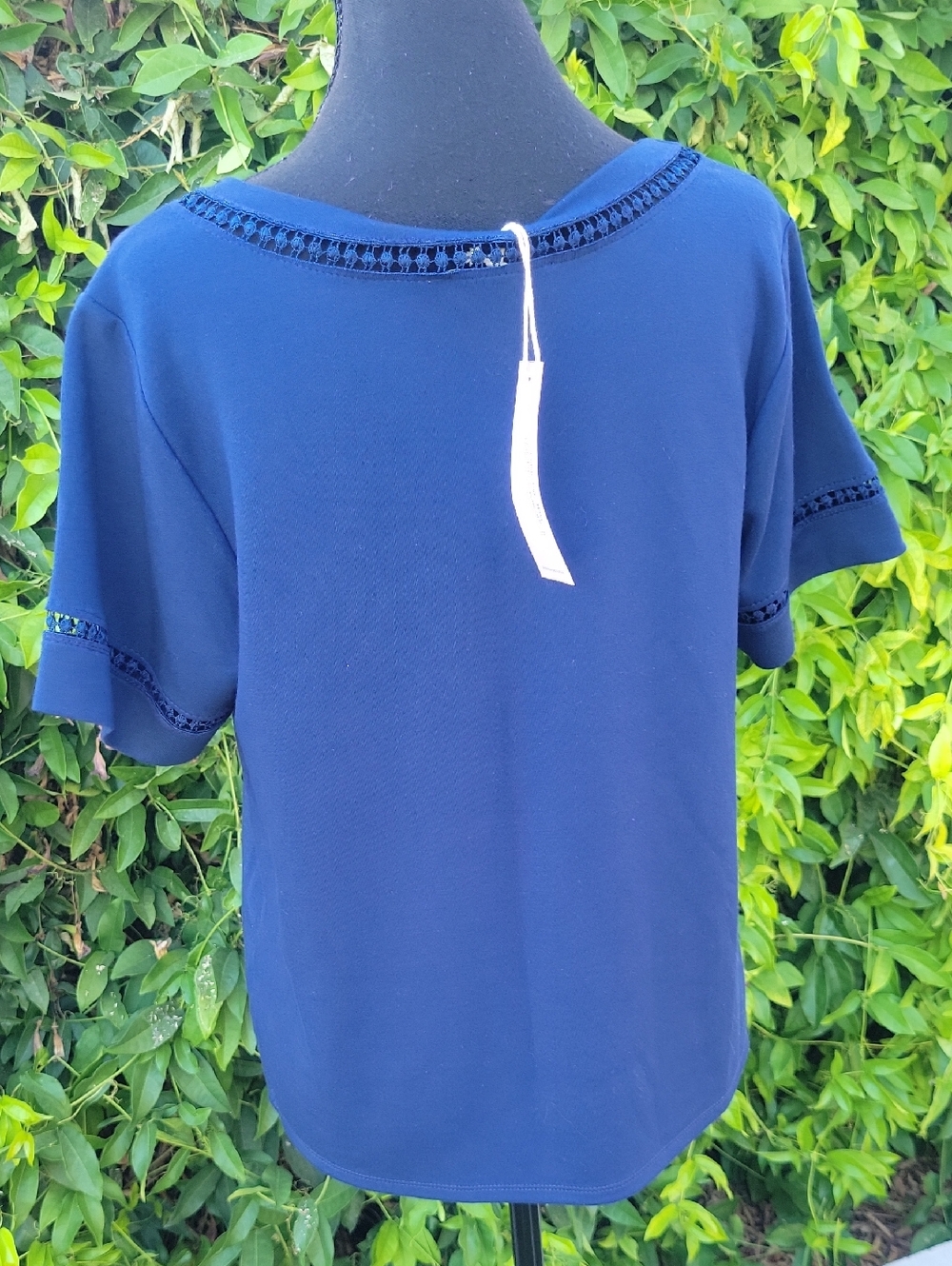 Navy Short-Sleeve Knit Top - Picture 9 of 16